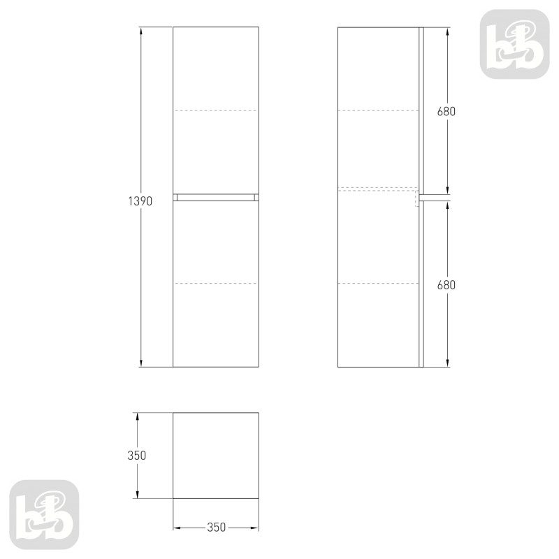 VOLLE FIESTA пенал 139*35*35см, подвесной, белый, (15-600-55)