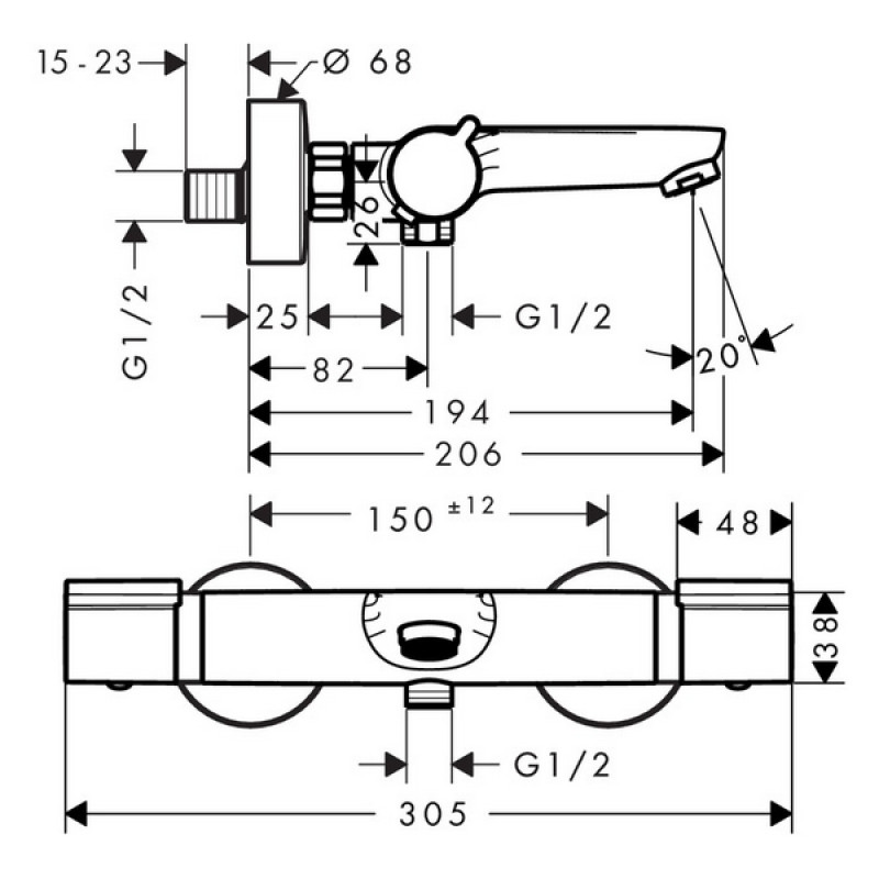 Hansgrohe Термостат для ванни VERSOSTAT² (15348000)