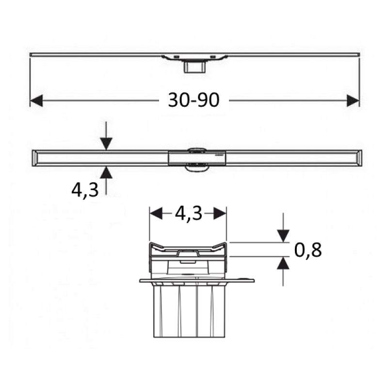 Geberit 154.450.KS.1 CleanLine20 Кришка душового канала, L30-90см
