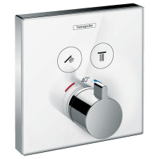 Hansgrohe ShowerSelect Термостат для двух споживачiв, скляний, ПМ бiлий/хром, (15738400)