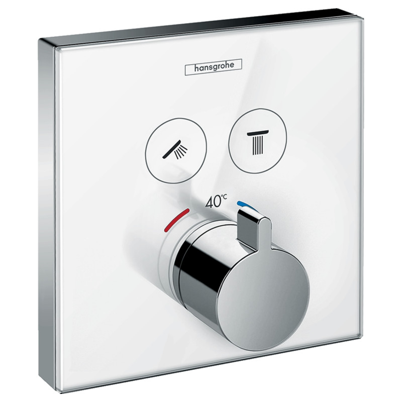 Hansgrohe ShowerSelect Термостат для двух споживачiв, скляний, ПМ бiлий/хром, (15738400)