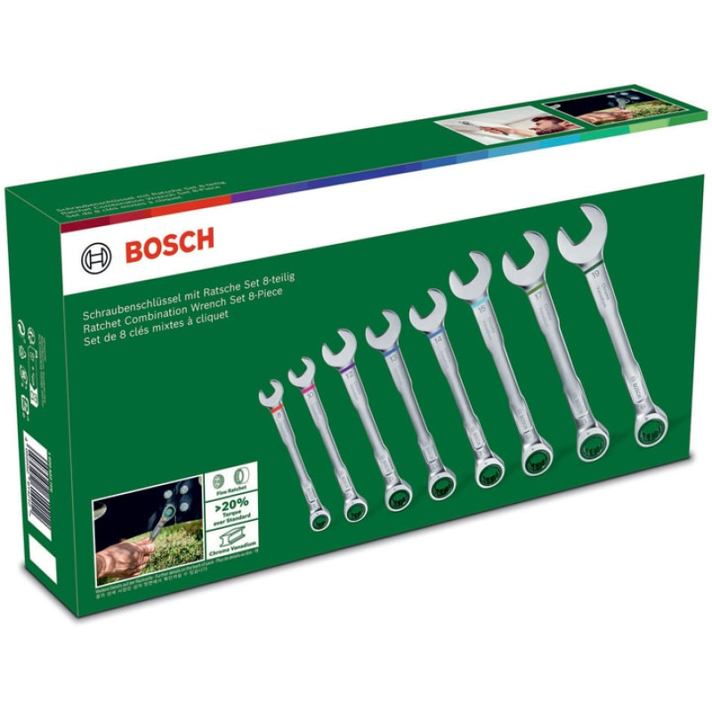 BOSCH Ключі комбіновані , набір 8шт, 6-19мм (1600A027PS)