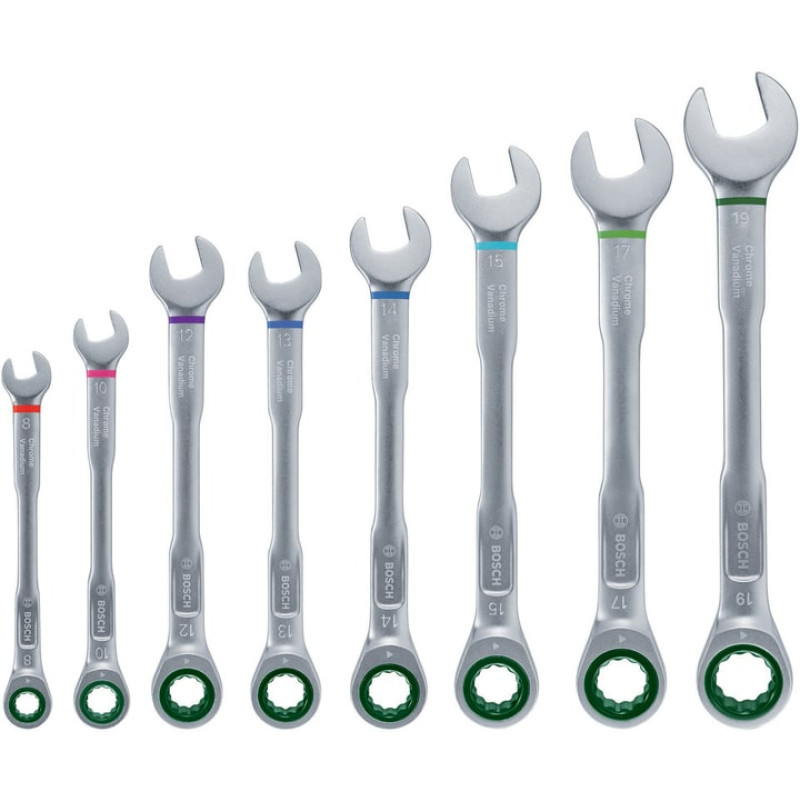 BOSCH Ключі комбіновані , набір 8шт, 6-19мм (1600A027PS)