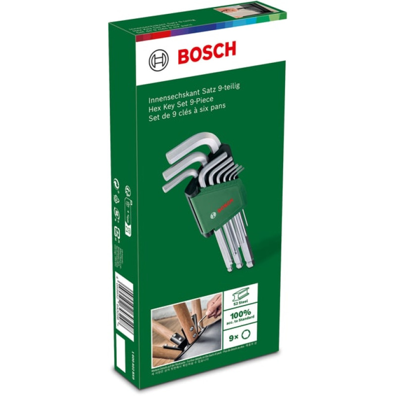 BOSCH Ключі шестигранні , набір 9шт, кулястий наконечник (1600A02BX9)