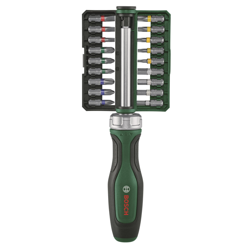 BOSCH Викрутка з тріскачкою, 18 біт, 225мм, сталь CrV (1600A02Z9A)