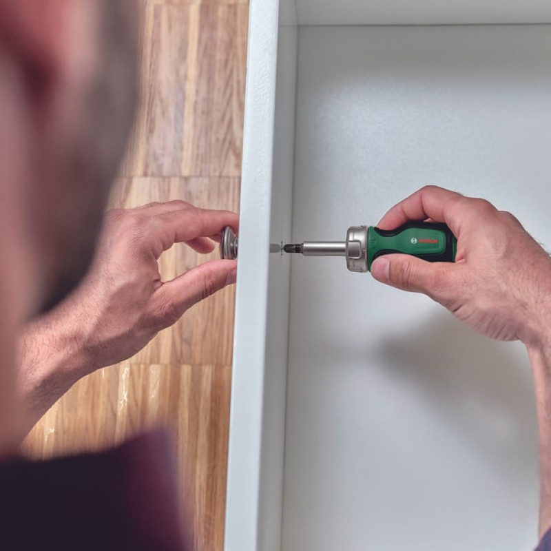 BOSCH Викрутка з тріскачкою, 6 насадок, руків'я TPR (PZ1,PZ2,PH2,SL4,TX25,HEX5), 111мм, сталь CrV (1600A032UZ)
