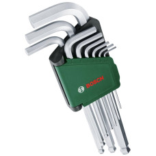 BOSCH Ключі шестигранні , набір 9шт, кулястий наконечник, 1.5-10мм, CrV (1600A032V1)