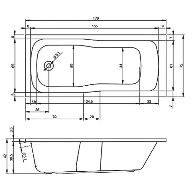 Devit 17075234 Comfort Plus Ванна 170x75 біла + ніжки 207093
