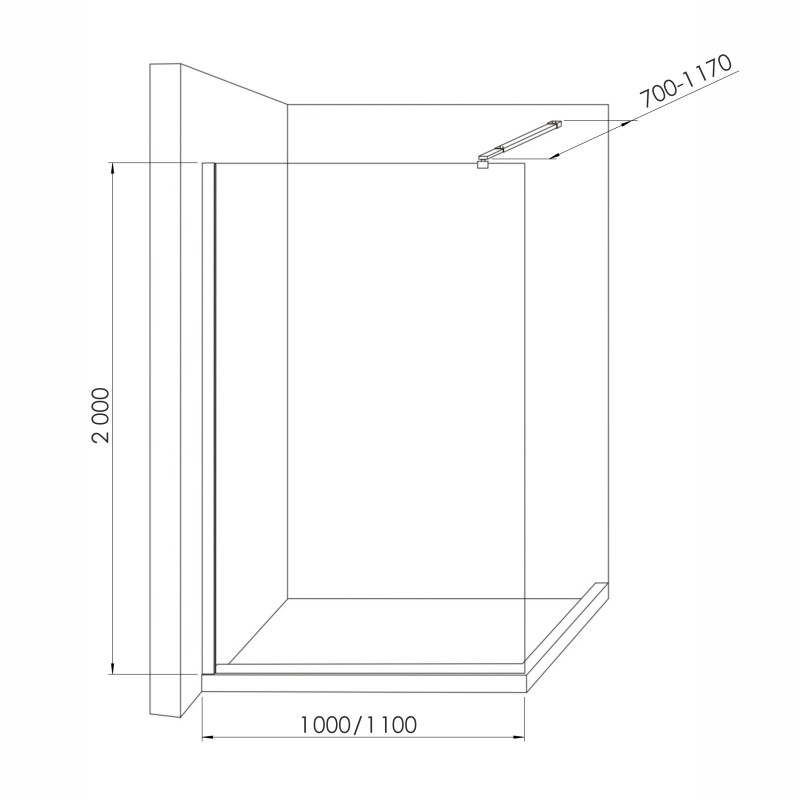 VOLLE WALK-IN комплект 110*200см (скло Mávat, профіль та тримач хром)