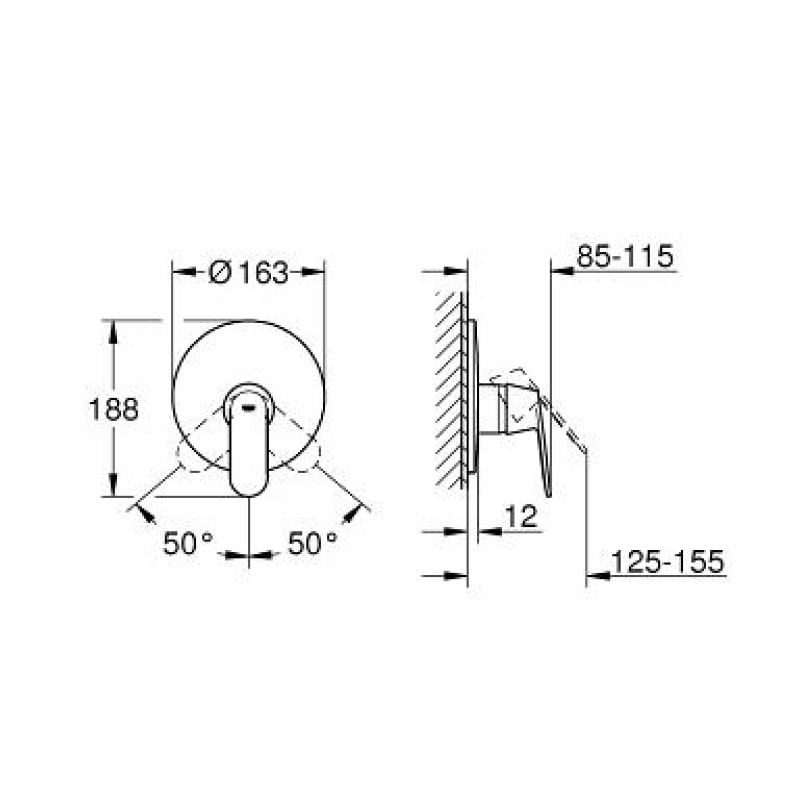 Grohe Eurosmart Cosmopolitan Змішувач для душу, одноважiльний (прихована частина 35501000 окремо), хром, (19383000)