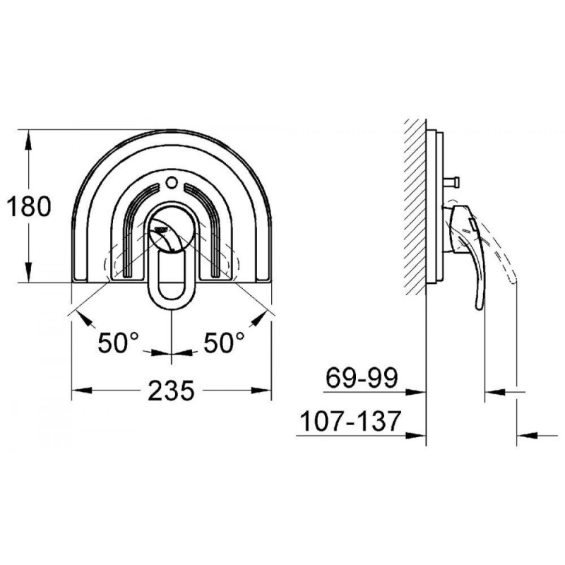 Grohe CHIARA-Смеситель19530000на ванну врезной , хром, (19530000)