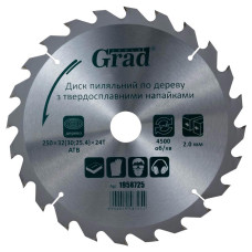Grad Диск пиляльний по дереву з твердосплавними напайками 250×32(30;25.4)×24T (1958725)