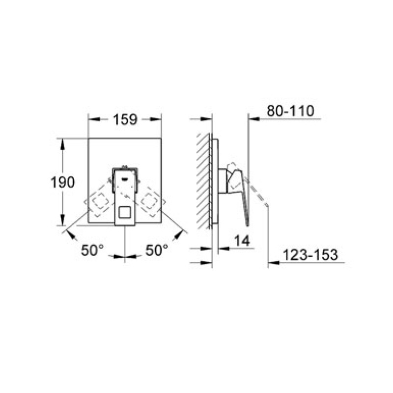 Grohe Eurocube Змішувач для душу, одноважiльний, (19898000)
