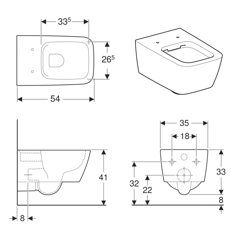Geberit Унитаз подвесной iCon Square без сиденья (201950000)