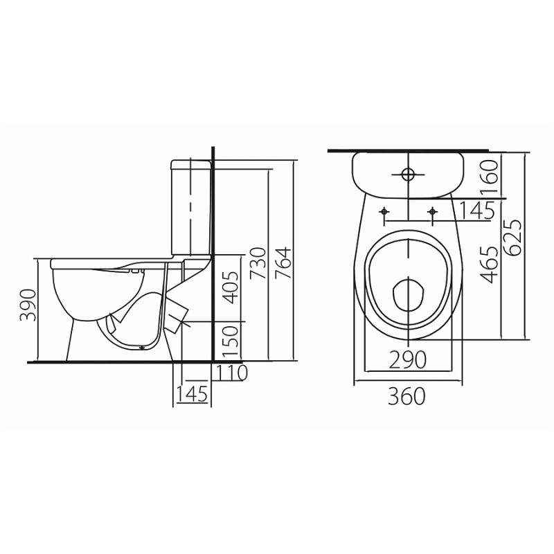 KOLO ANTISPLASH унитаз-компакт, косой выпуск, сливной бачок 3/6л, нижний подвод, сиденье полипропилен (укр.), Украина (209905UA)