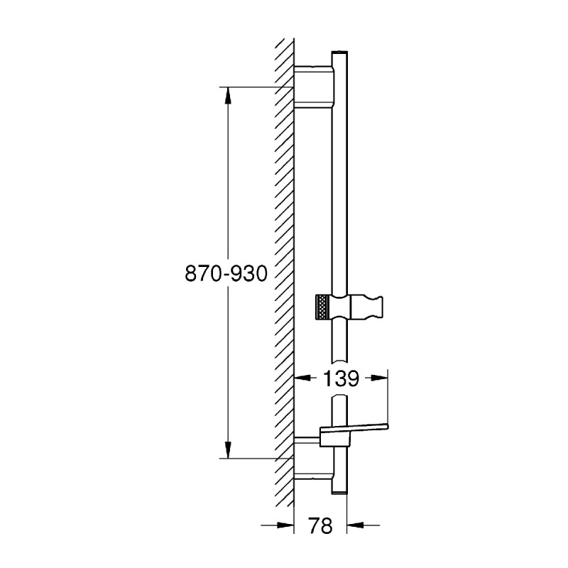 Grohe 22125KF0 Rainshower SmartActive душова штанга 900мм., чорний матовий,Phantom Black inshower SmartActive душова штанга 900мм., чорний матовий,Phantom Black (22125KF0)