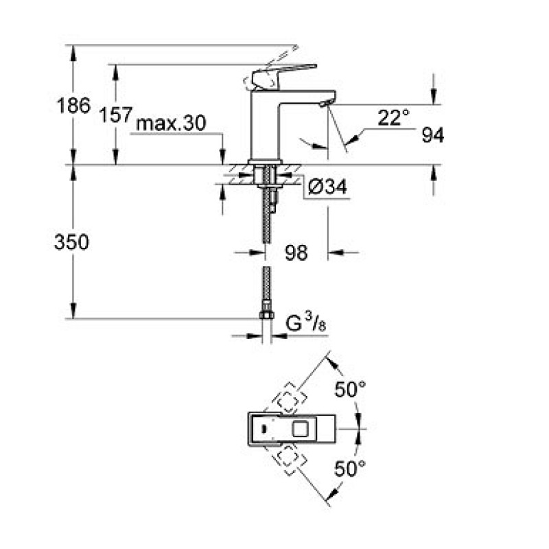 Grohe Eurocube Змішувач для раковини, одноважільний, хром, (2313200E)
