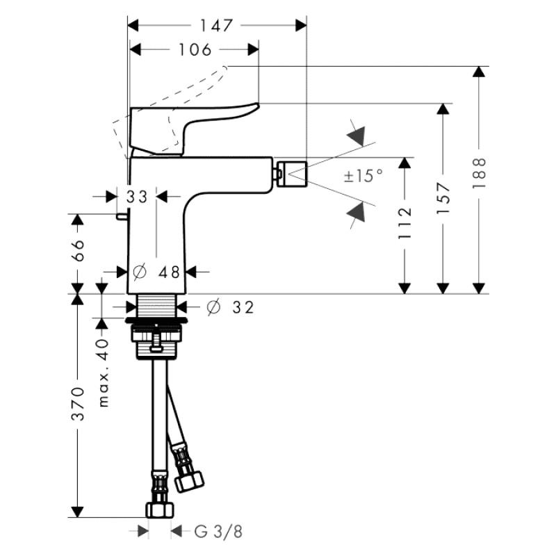 Grohe BauLoop Змішувач для біде, одноважiльний, (23338000)