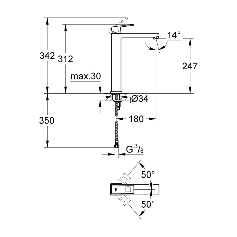 Змішувач на стільницю для раковини XL-розміру Grohe Eurocube (23406000)