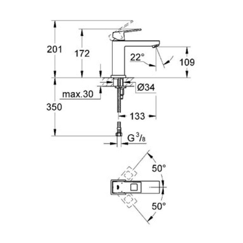 Grohe Змішувач для раковини Eurocube M-розміру (23446000)