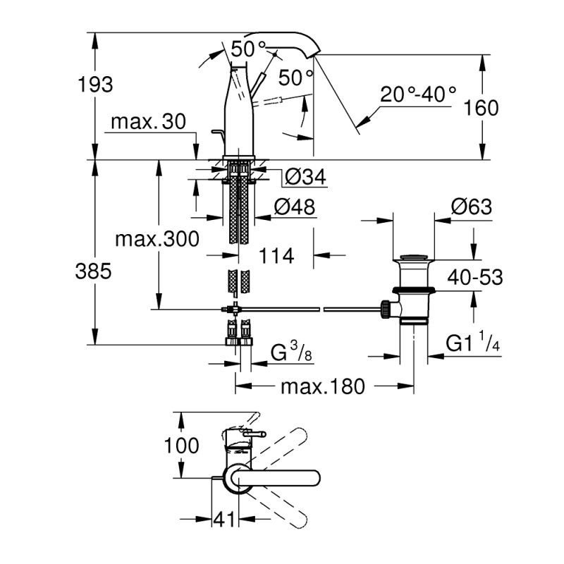 Grohe Змішувач для раковини Essence New M-size (23462AL1)