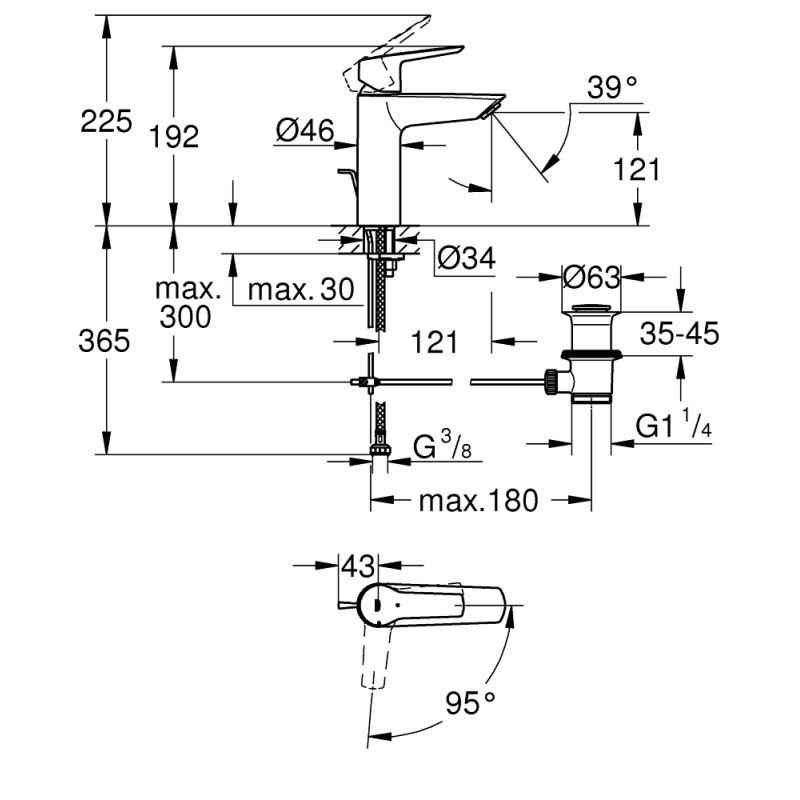 Grohe QuickFix Start Одноважільний змішувач для раковини M-Size (23552002)