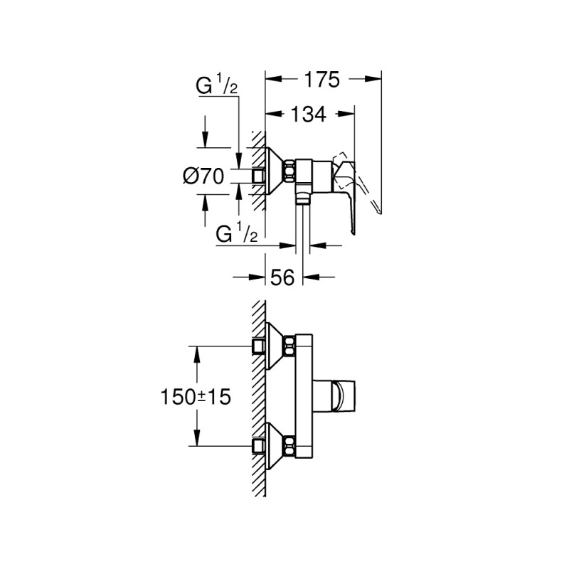 Grohe Змішувач для душа BauLoop New, хром (23634001)