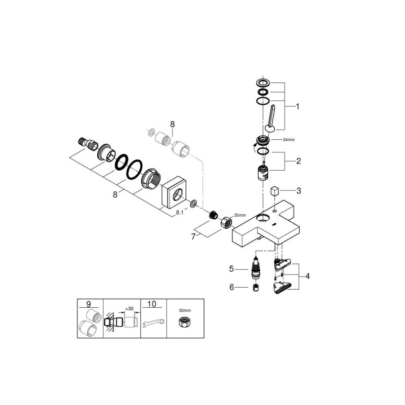 Grohe Eurocube Joy Одноважільний змішувач для ванни (23666000)