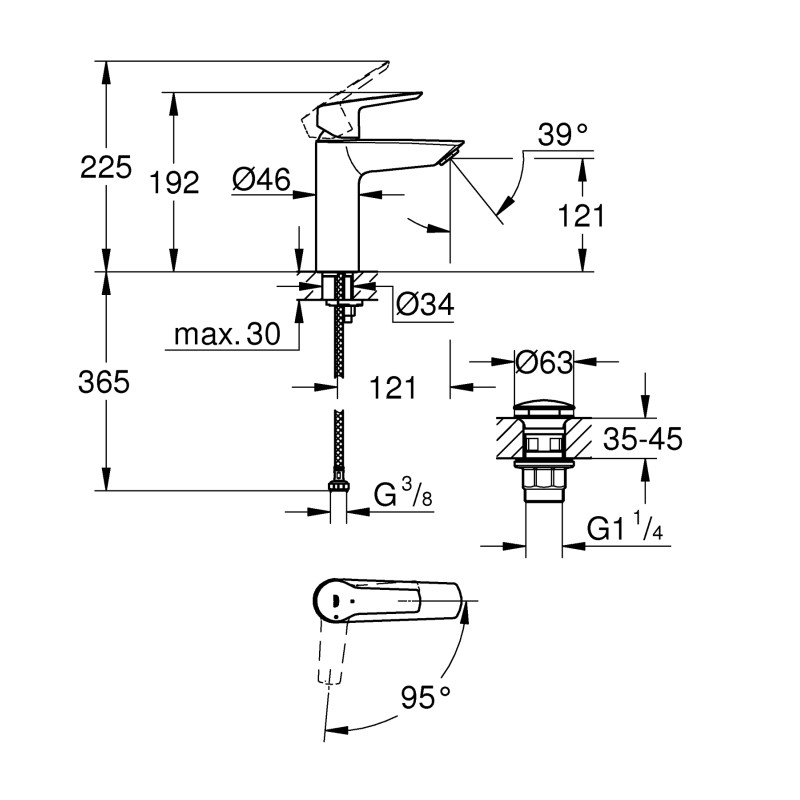 Grohe QuickFix Start Одноважільний змішувач для раковини M-Size (237462432)