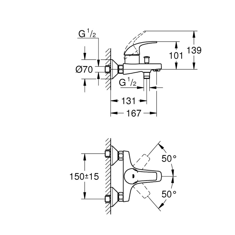 Grohe Змішувач для ванни Start Curve (23768000)