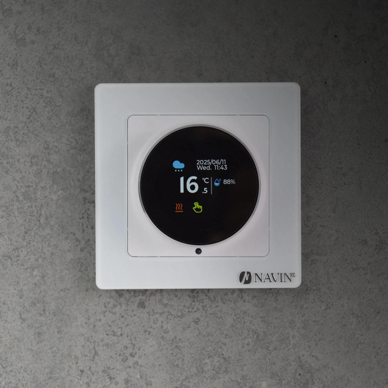 Терморегулятор Navin EH20R-16A 5...35 °C для теплої підлоги електронний Wi-Fi Tuya, Smart Life вбудований дротовий датчик 16A 230В білий (24-160075-0331)