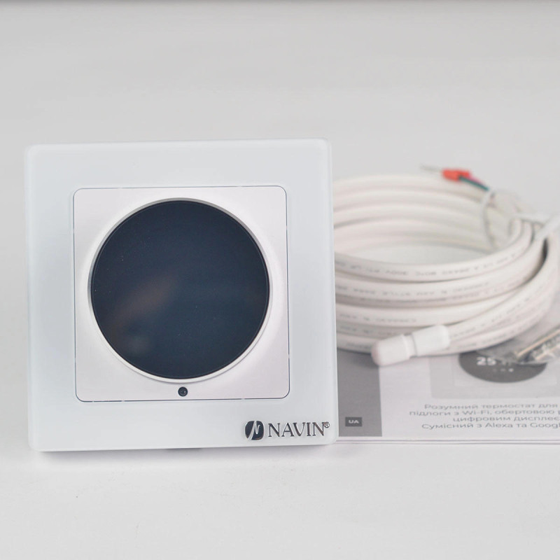 Терморегулятор Navin EH20R-16A 5...35 °C для теплої підлоги електронний Wi-Fi Tuya, Smart Life вбудований дротовий датчик 16A 230В білий (24-160075-0331)