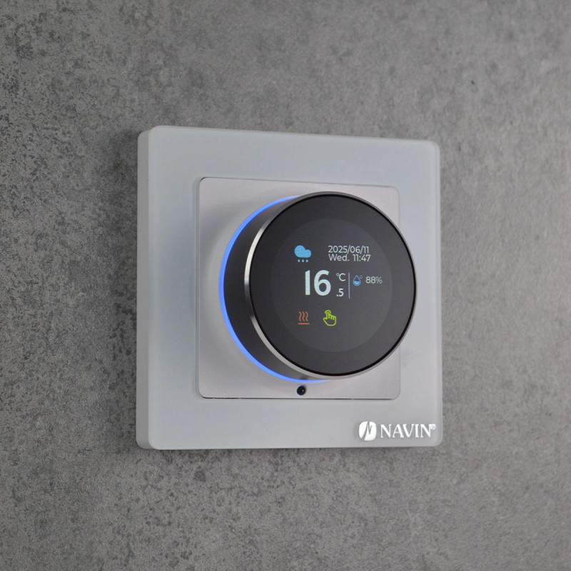 Терморегулятор Navin EH20R-16A 5...35 °C для теплої підлоги електронний Wi-Fi Tuya, Smart Life вбудований дротовий датчик 16A 230В білий (24-160075-0331)