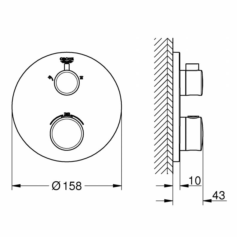 Grohe Термостат для душу Grohtherm на 2 положення (24076000)