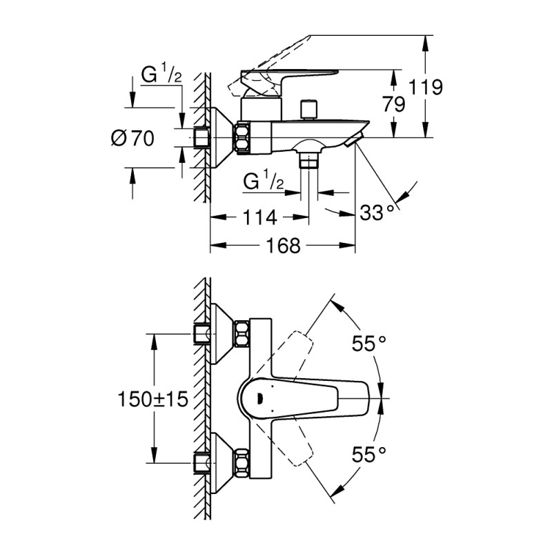 Grohe QuickFix StartEdge Одноважільний змішувач для ванни (24198001)