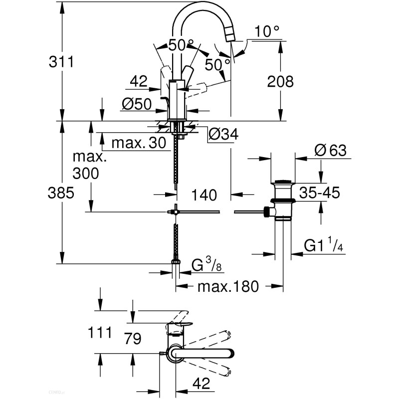 Grohe QuickFix Start Одноважільний змішувач для раковини L-Size (24203002)