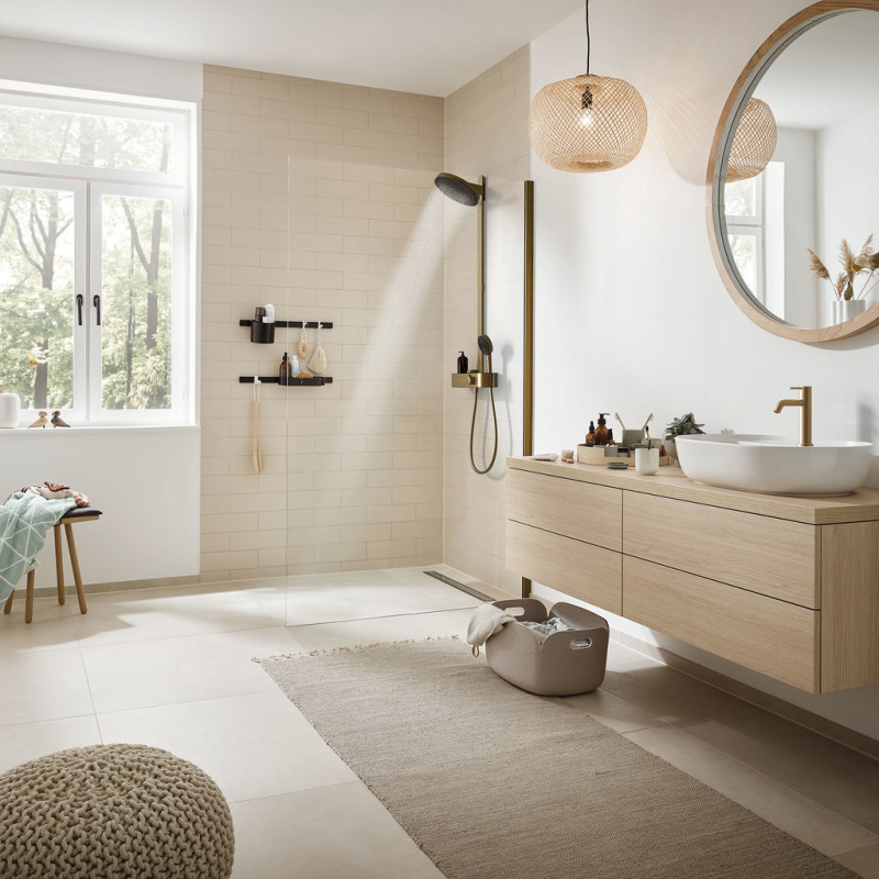 Hansgrohe PULSIFY Showerpipe душевая система 260 с термостатом, цвет шлифованная бронза, (24220140)