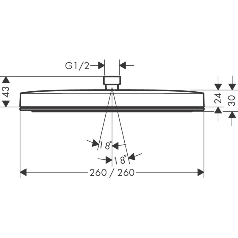 Hansgrohe PULSIFY E верхний душ 260мм1режим, цвет хром, (24330000)