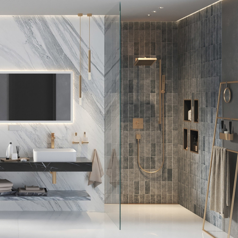 Hansgrohe PULSIFY E держатель верхнего душа, 39см, цвет шлифованная бронза, (24337140)