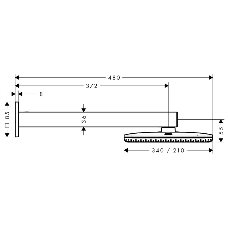 Hansgrohe RAINDANCE ALIVE Qверхній душ 210/340мм, 2 режими, з тримачем, колір шліфованний чорний хром, (24550340)