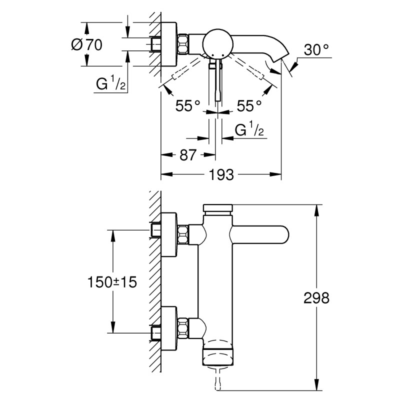 Grohe Essence Одноважільний змішувач для ванни (25250KF1)