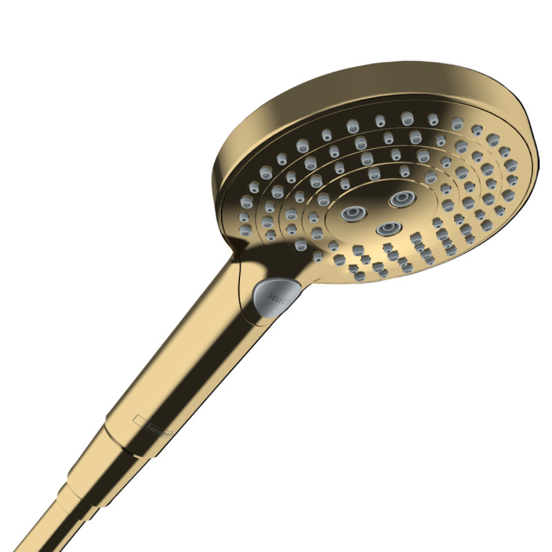 Hansgrohe RAINDANCE Select S ручний душ 120 3jet P, з типом розпилення: PowderRain, Rain, WhirlAir, колір полірованне золото, (26014990)