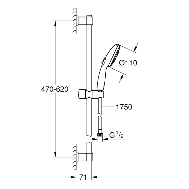 Grohe QuickFix Vitalio Start 110 Душовий гарнітур, 3 режима струменю (26032001)