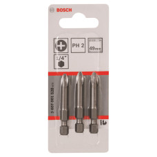 BOSCH Біти Extra-Hart PH2, 49мм, 3шт (2607001528)