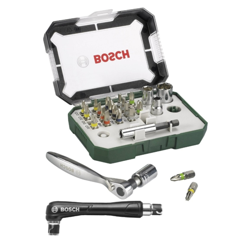 BOSCH Набір біт Promobasket 27 шт. з трещеткой + кутова викрутка (2607017392)