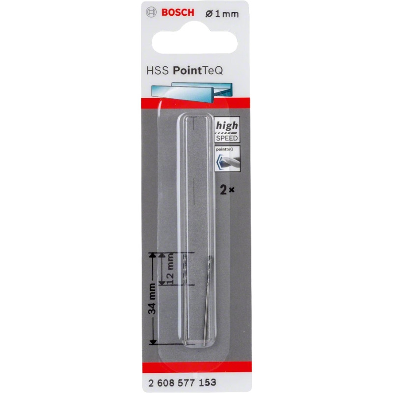 BOSCH Свердло по металу HSS-PointTeQ, 1х12х34мм, 2шт (2608577153)