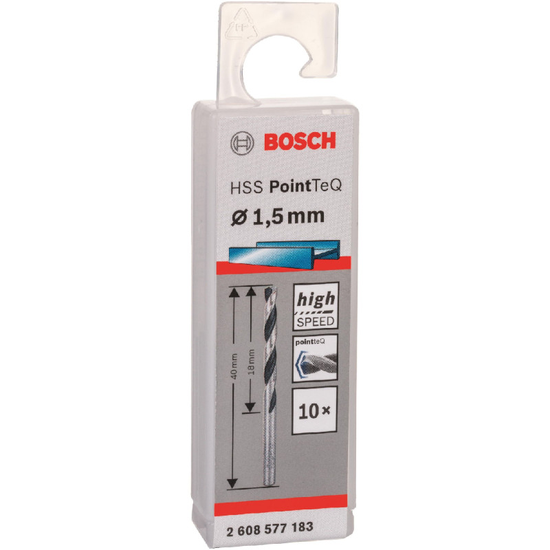 BOSCH Свердло по металу HSS-PointTeQ, 1.5х18х40мм, 10шт (2608577183)