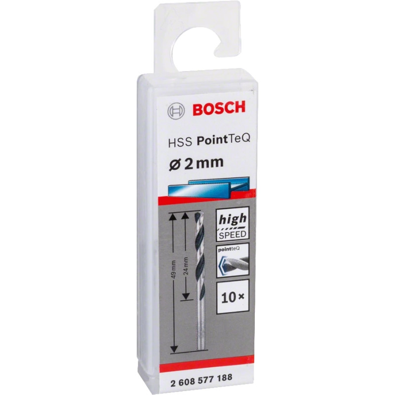 BOSCH Свердло по металу HSS-PointTeQ, 2х24х49мм, 10шт (2608577188)