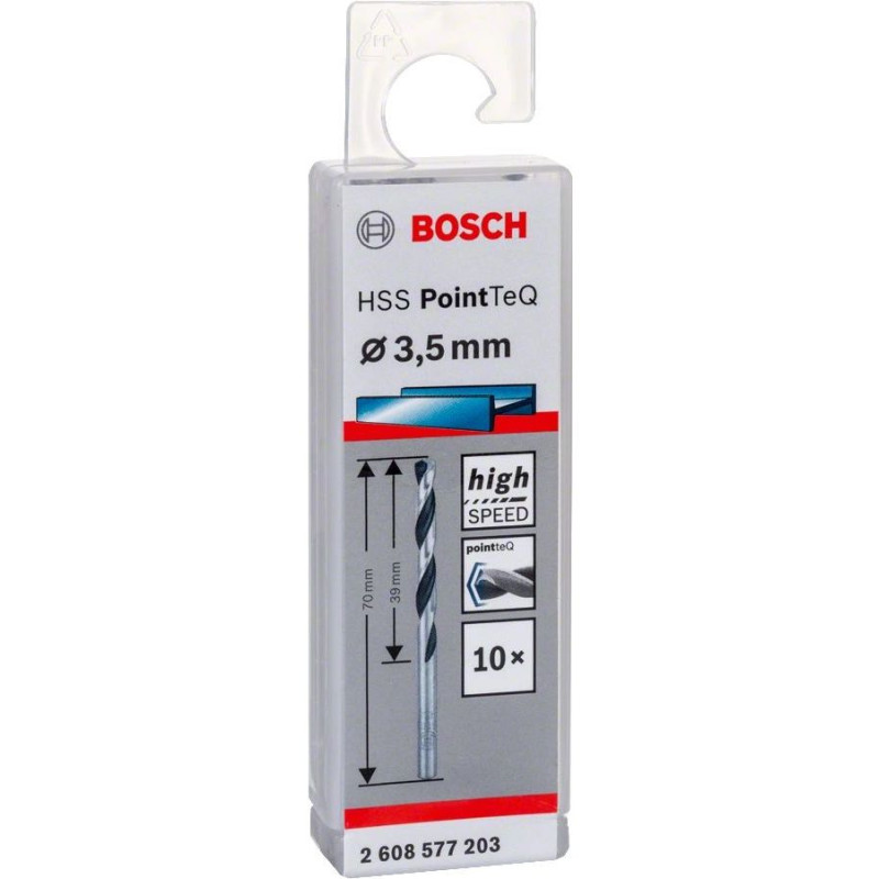 BOSCH Свердло по металу HSS-PointTeQ, 3.5х39х70мм, 10шт (2608577203)