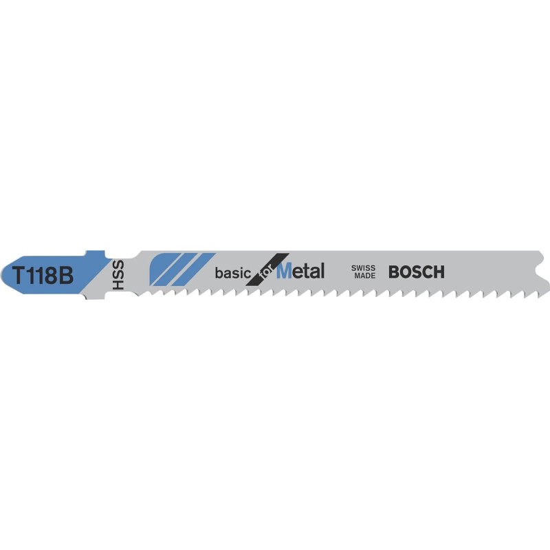 BOSCH Полотно пиляльне для електролобзика по металу T 118 B, 1.9-2.3х92мм, 5шт (2608631014)